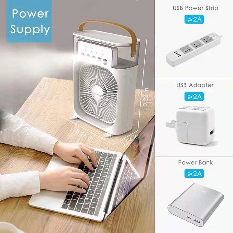 Ac Mini Portable V3 + Kipas & LED 600ml KIPAS Angin PENDINGIN MINI AC PORTABLE AIR COOLER