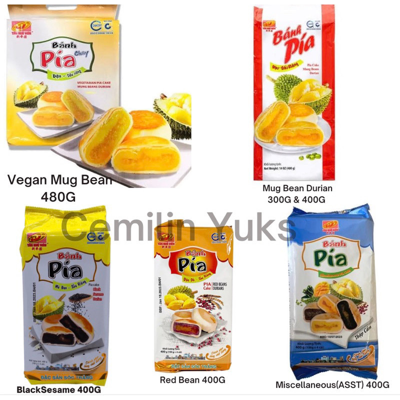 

Banh Pia Chay Pia Cake Durian Vietnam 400g Bakpia Durian Tan Hue vien