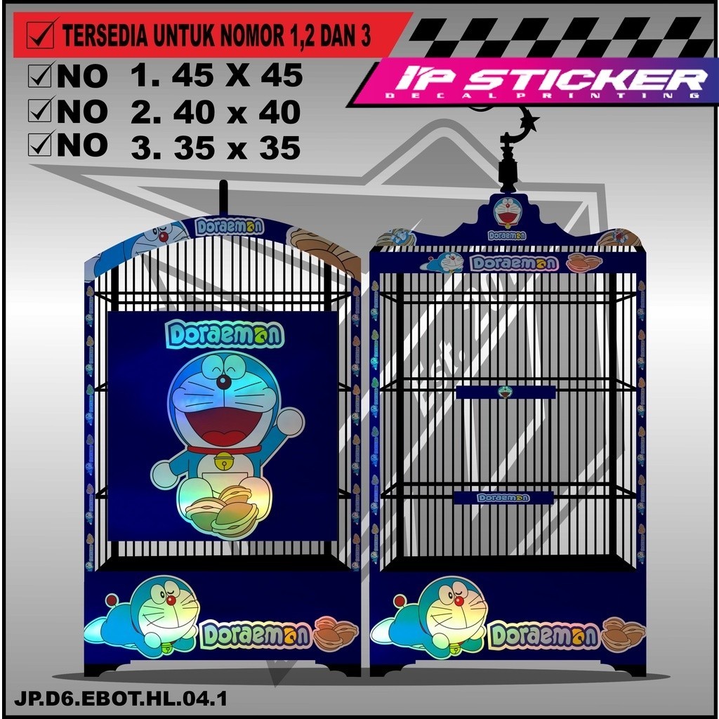 Stiker Dekal Sangkar Kotak Model Kosan BnR Ebod No 1 2 3 Desain Doraemaon - D6 004