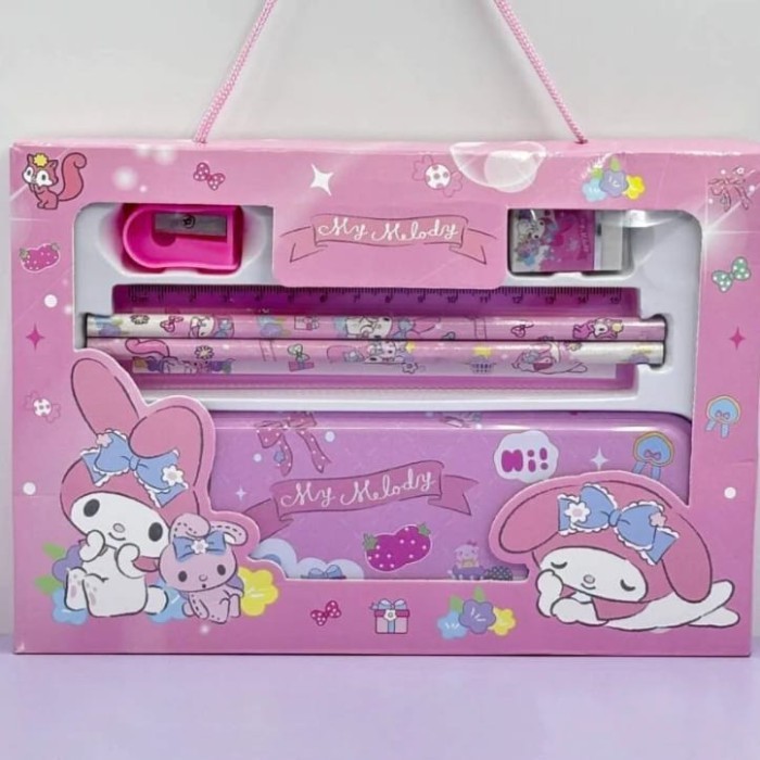 

promo ✨ -Kotak Pensil Anak Set 7 in 1 Stationery Hadiah Anak Sekolah Sanrio Alat Tulis Set Kotak Pensil - 8026 CINAMOROL