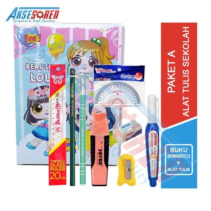 

promo ✨ -1 SET PAKET PERLENGKAPAN PERALATAN ALAT TULIS SEKOLAH [TK/SD/SMP/SMA] - Paket 1 - Cewek