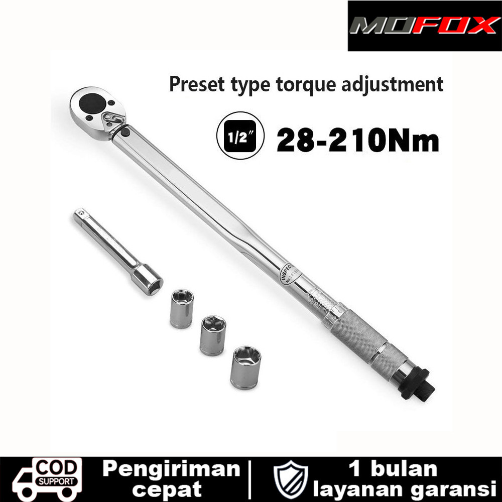Ready StokMOFOX 5Pcs Kunci Torsi Untuk Motor 1 2 inchi 1 Set Alat Tangan Kunci Pas Torsi Tipe Klik