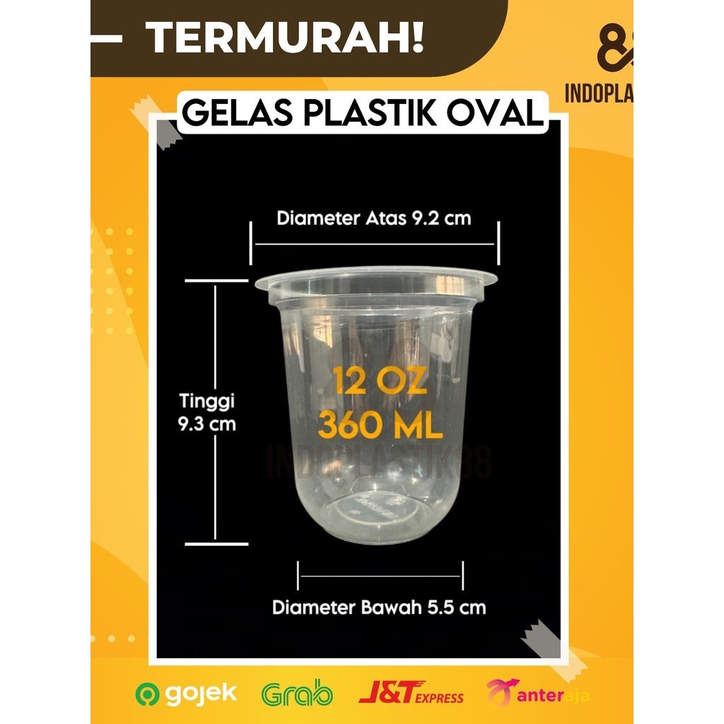 GELAS PLASTIK OVAL / CUP POP ICE / GELAS POP ICE 12 OZ