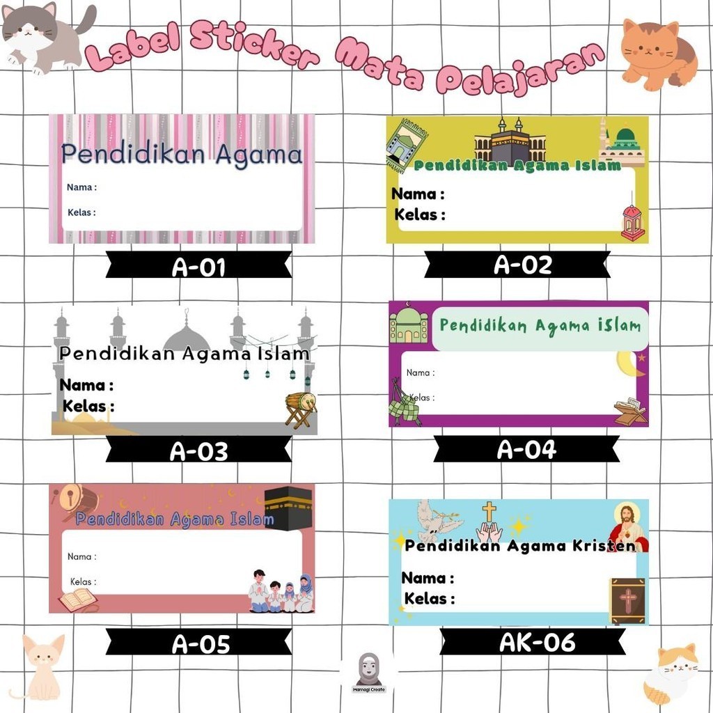 

Sticker Label Buku Catatan Mata Pelajaran Sekolah Pendidikan Agama - Islam - Kristen 4 pcs