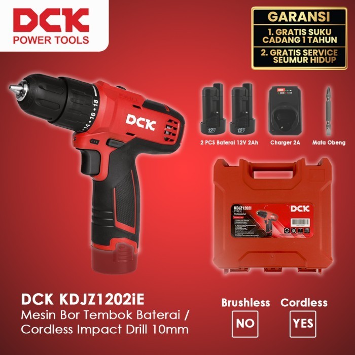 DCK KDJZ1202iE Mesin Bor Tembok Baterai / Cordless Impact Drill 10mm