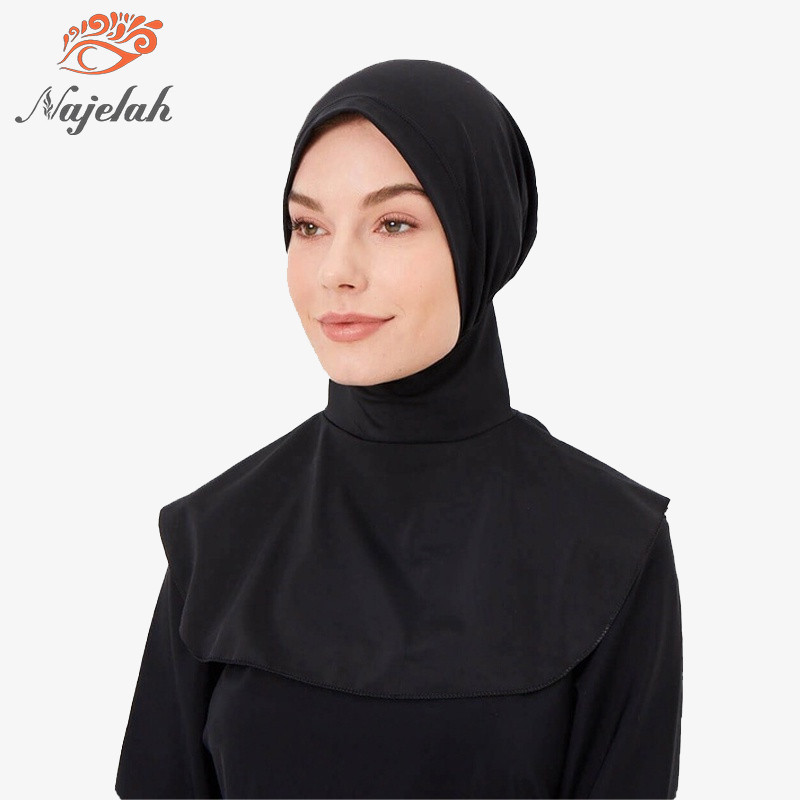 Topi renang olahraga wanita Muslim, topi selam, jilbab modis, warna polos, sederhana, penutup kepala