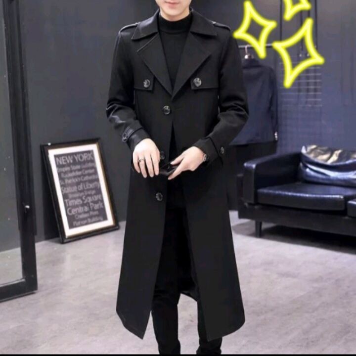 jubah mantel korea/jubah long coat pria /jubah panjang pria/jaket long coat  pria / mantel pria