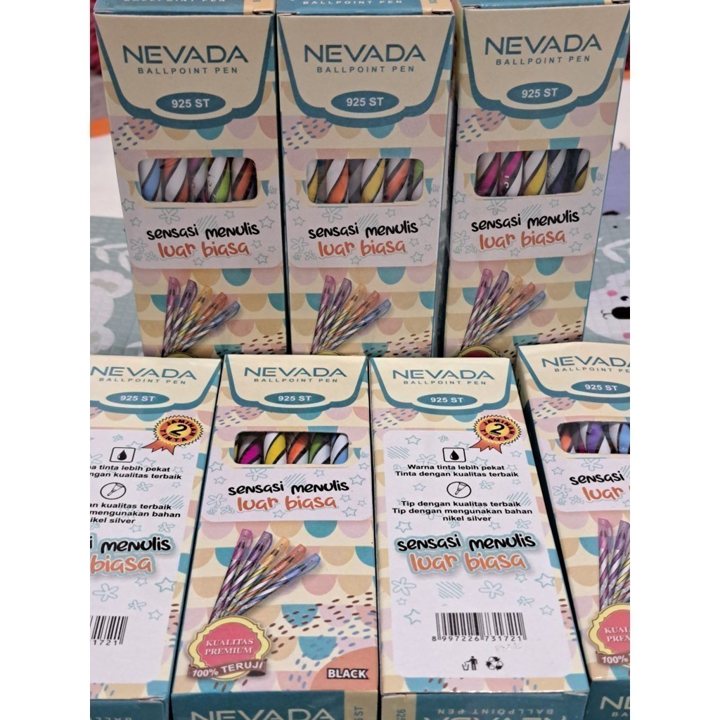 

HFM - 12pcs Pulpen Nevada 925 ST Bolpen Lilin Tinta Hitam