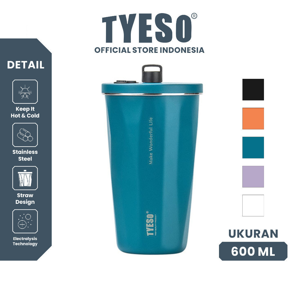 Tyeso Tumbler Minum 600ml Polos TS-8848 Vacuum Insulated Stainless Steel