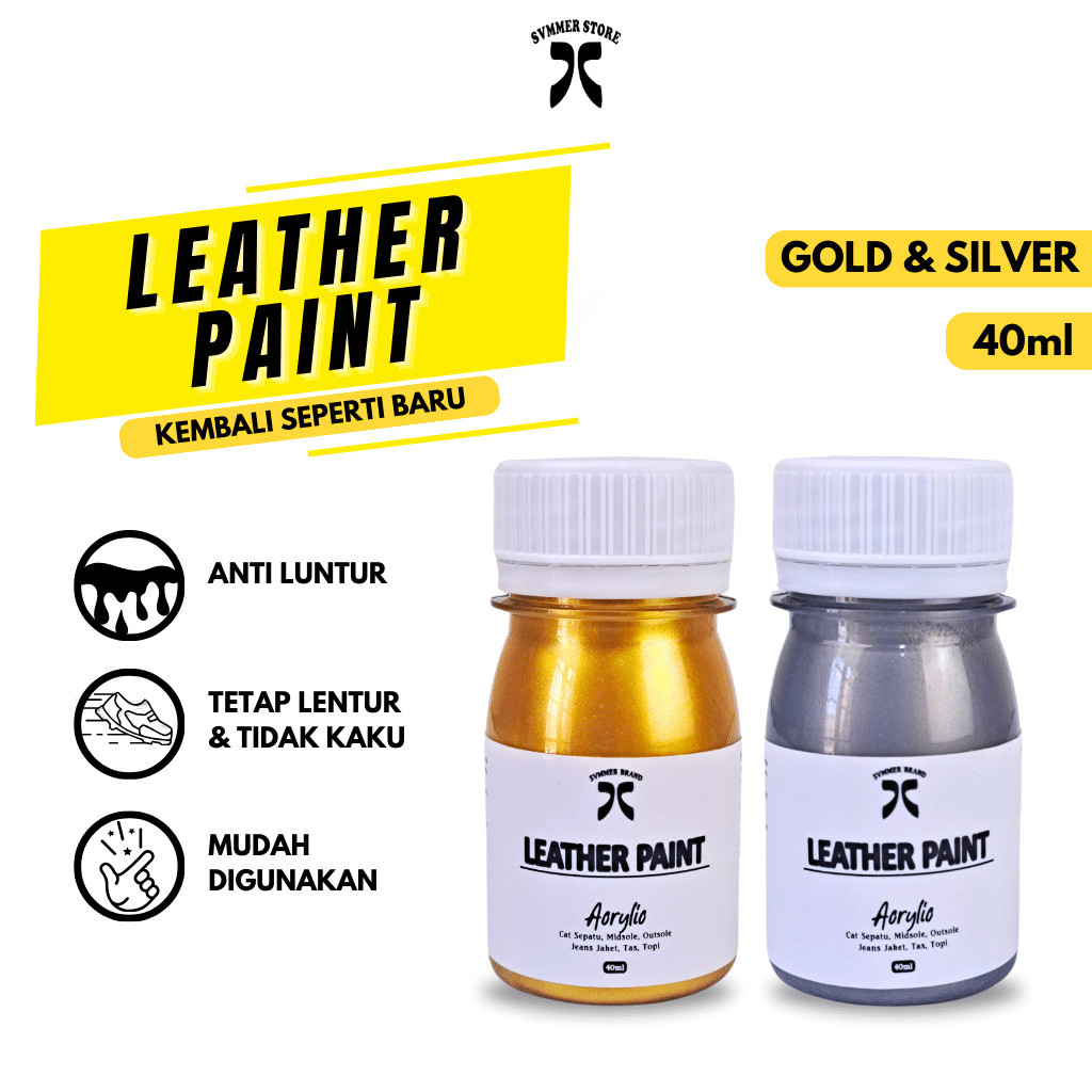 OK Cat Sepatu Silver Gold / Leather Paint / Cat Sepatu Kulit Canvas Suede Tas Jeans Summer Brand