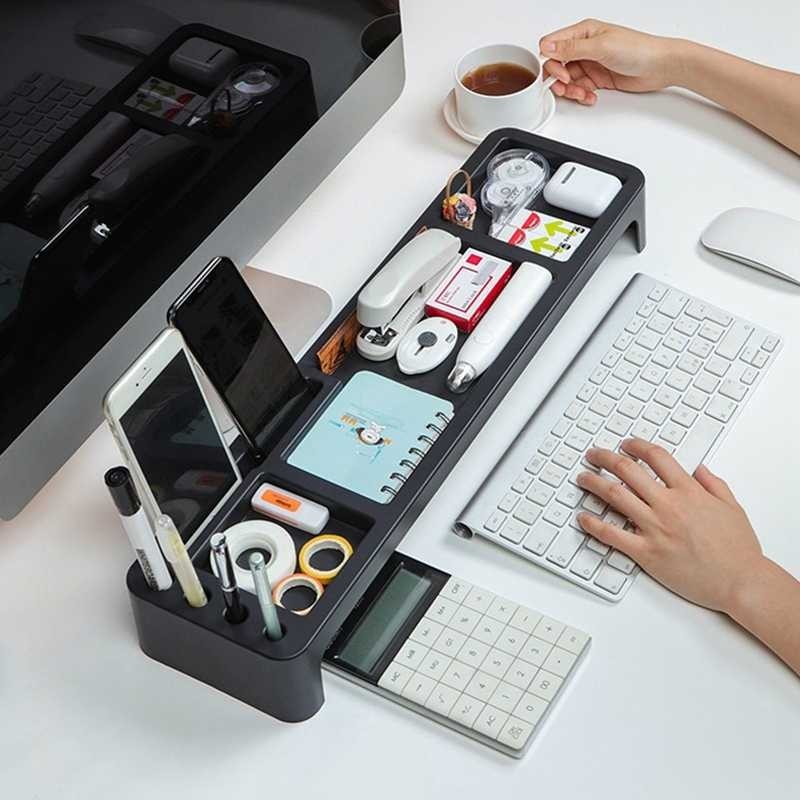 Rak Organizer Meja Komputer Desktop Storage Shelf Rack | Rak Penyimpanan Desktop Meja Komputer