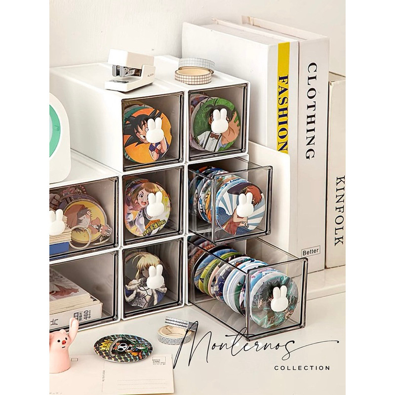 [Monternos] Rak Tempat Pensil Meja Kantor Aesthetic Korea Kotak Laci Susun Mini Plastik Penyimpanan 