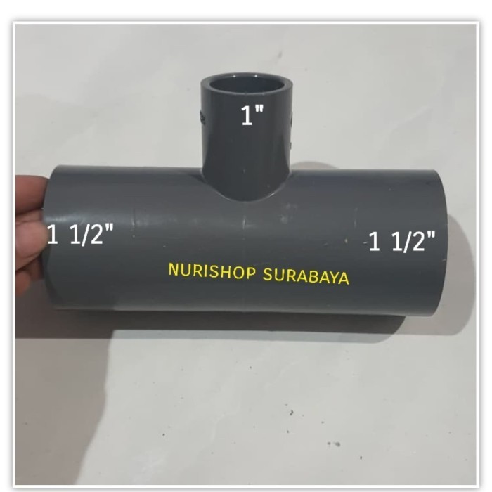 Tee 1 1/2" x 1"/ flok/ Vlok/ Verlop tee pvc 1 1/2" x 1" AW RUCIKA