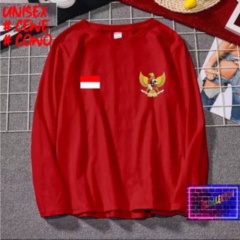 KAOS LOGO GARUDA + BENDERA LENGAN PANJANG KAOS KEMERDEKAANBAJU HARI KEMERDEKAAN 17 AGUSTUS