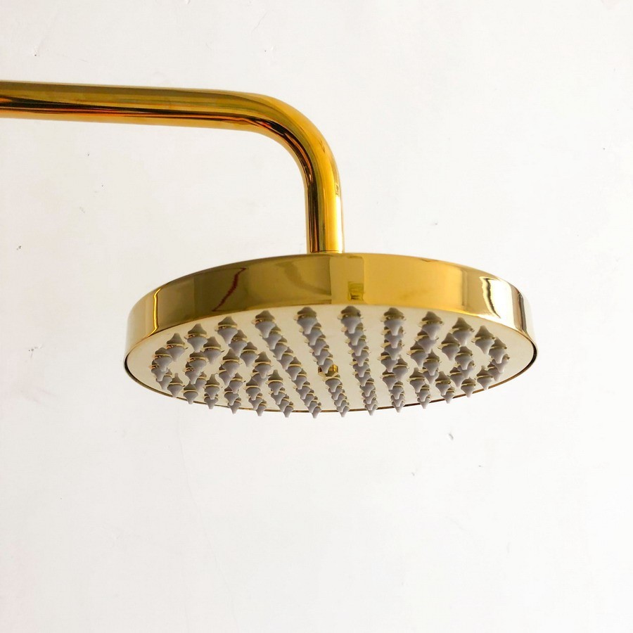 Luxury Gold Color Brass Shower Head 8 inch Bathroom Round Rainfall Shower Head