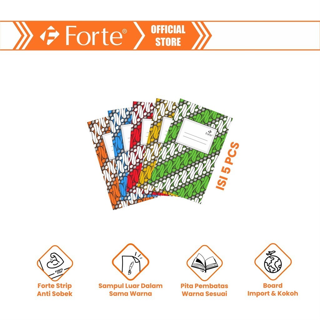 

[Forte][5pcs] Buku Tulis Hard Cover Hardcover Notebook 100 Lembar Oktavo
