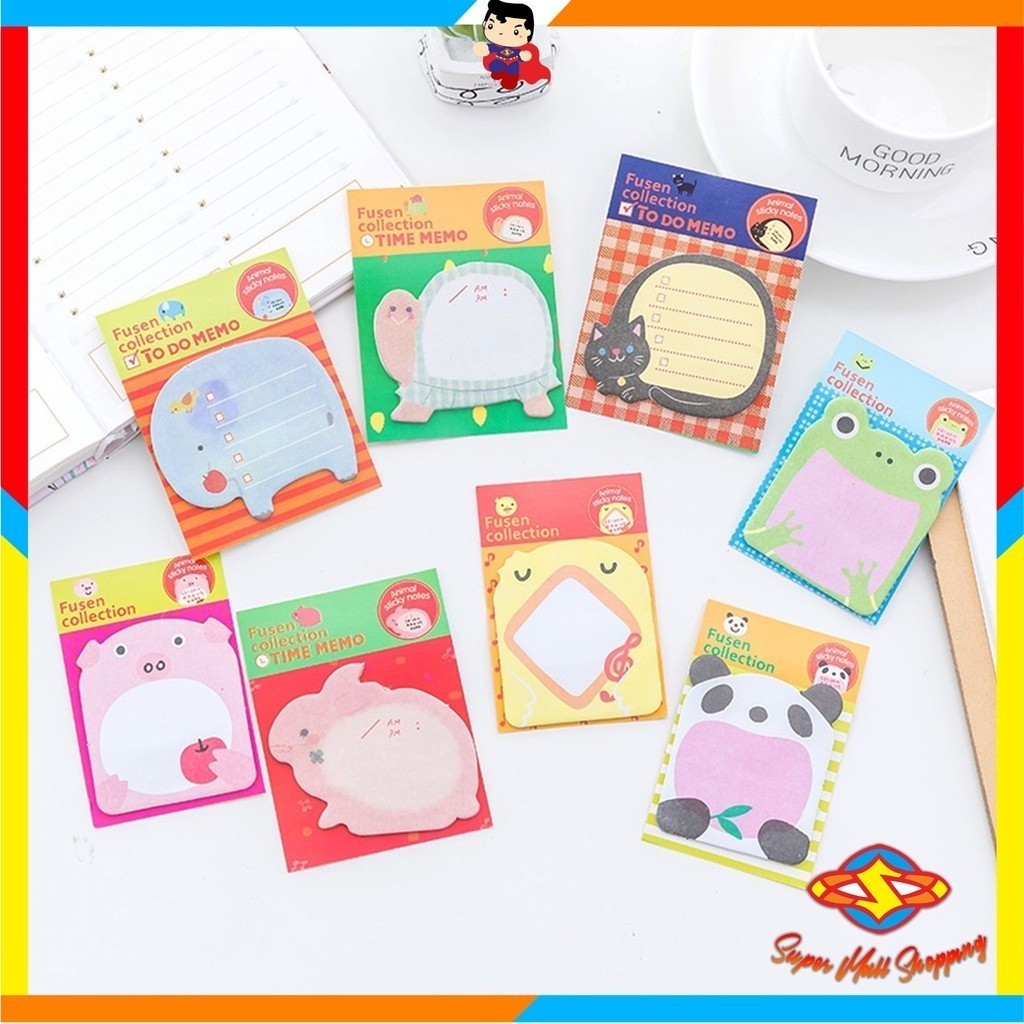 

SMS Sticky Notes Motif HewanTempelan Kertas Catatan Memo Note Karakter Animal Mini Book Karakter Binatang Lucu