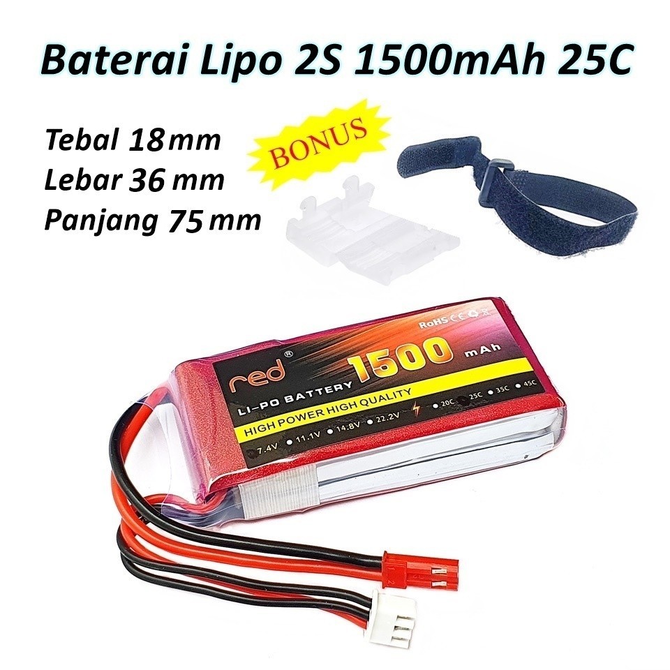 BM11J Baterai Lipo 2S 7.4Volt 1500 mAh 25C  Hobby RC