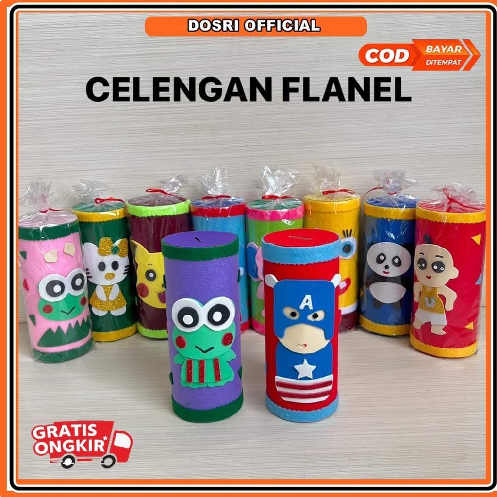 Celengan flanel karakter / celengan karakter / celengan anak / souvenir