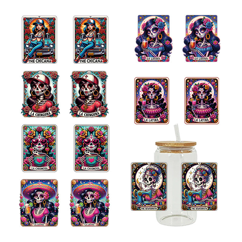 

UV DTF Transfer Halloween Theme Stickers Libbey Cup Wrap Iron For Glass 16oz D17580