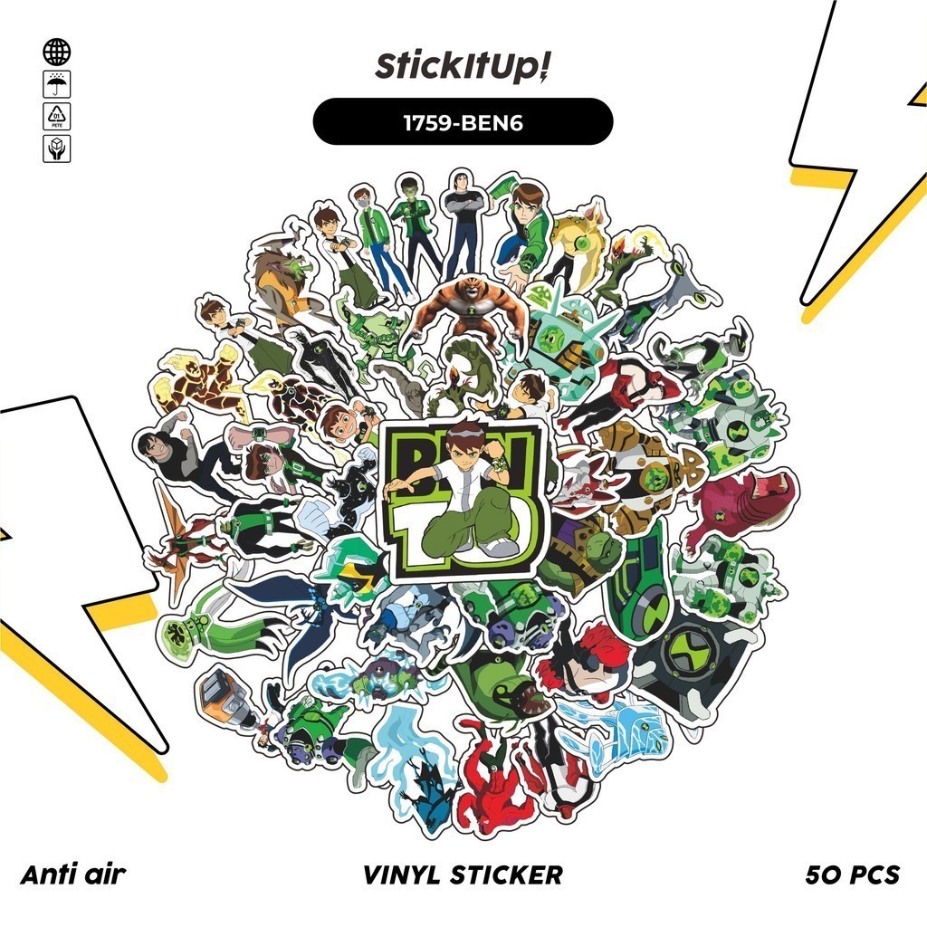 

COD✨ 50 Pcs Stiker BEN TEN CHARACTER MIX 06 Lucu Anti Air Untuk Dekorasi Notebook Sepeda Skateboard Handphone DIY