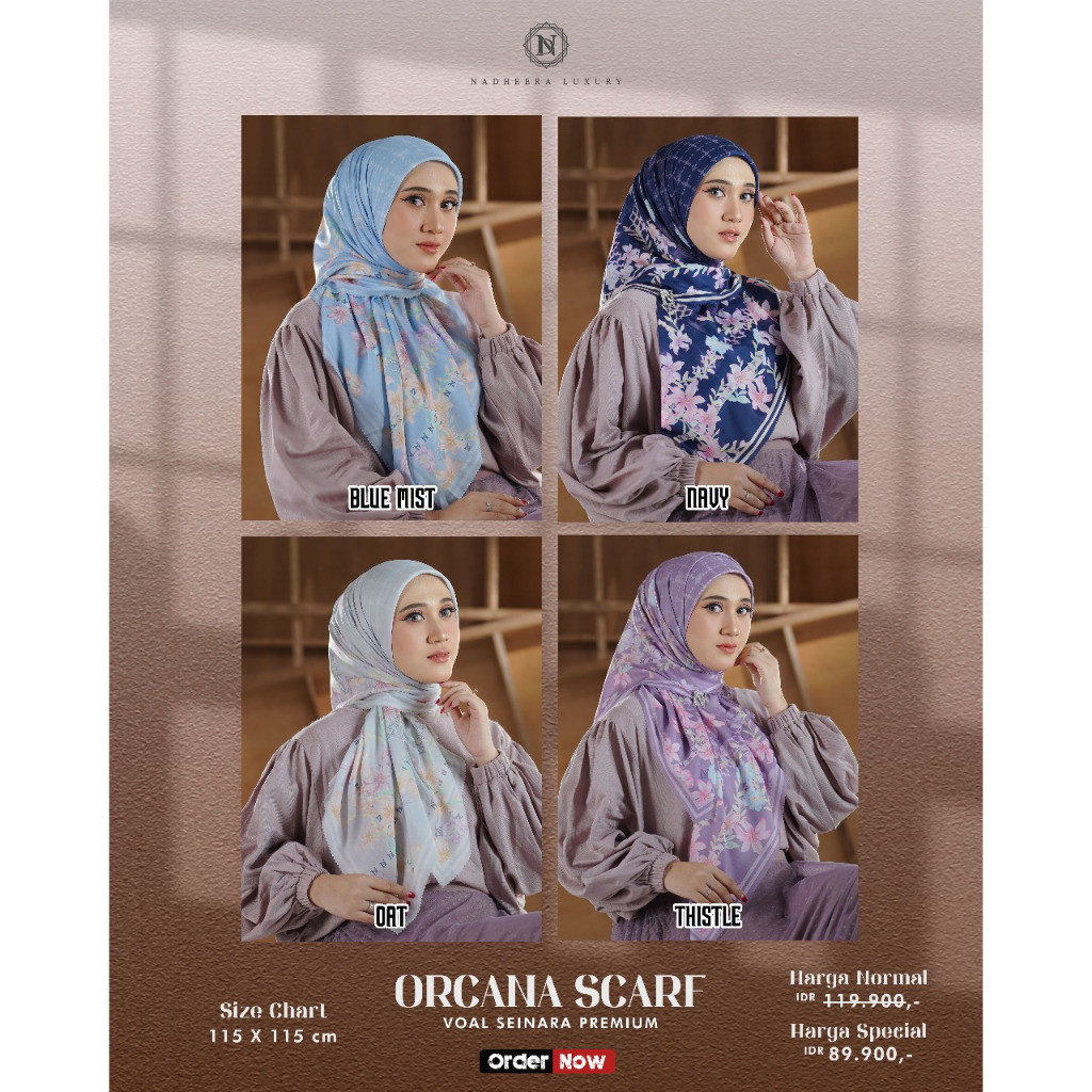 ORCANA SCARF VOAL by Nadheera Luxury Terbaru Segiempat MotifHijab VoalHijab Nadheera Luxury// neww