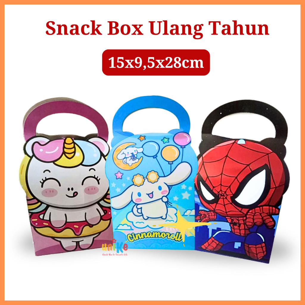

Snack Box Hampers Bingkisan Ulang Tahun Anak Gable Box Duplex 15x9.5x28 Goodie Bag Ultah Anak Unike