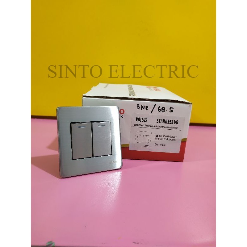 NERO Stainless Saklar 2 Gang 2 Way Saklar Seri Hotel
