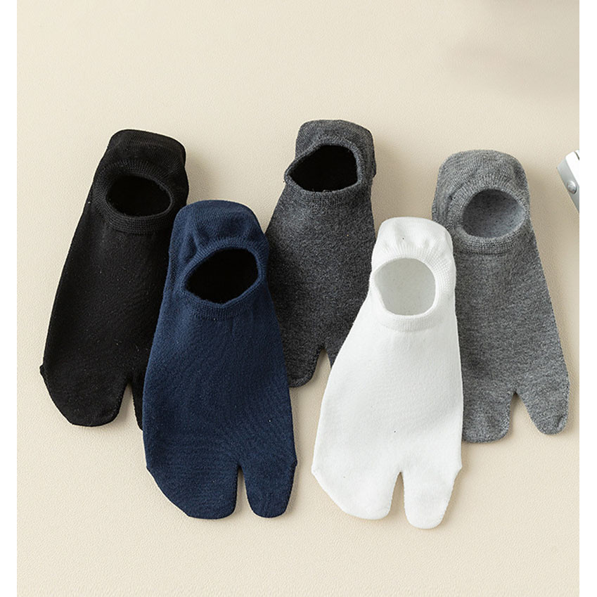 Summer Thin Invisible 2 Toe Socks For Men Non-slip Silicone Low Cut Boat Socks Breathable Thumb Spli