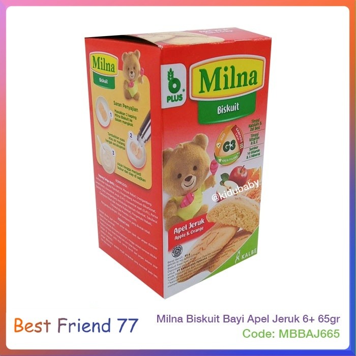 BIG SALE  PROMOO  Milna Biskuit Bayi 65gr Apel Jeruk Cemilan Bayi MPASI 6 bulan ke atas