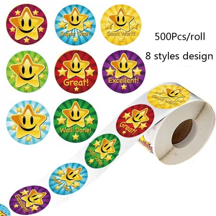 

500 pcs Stiker Label Reward semangat untuk anak motif animal kartun - RANDOM