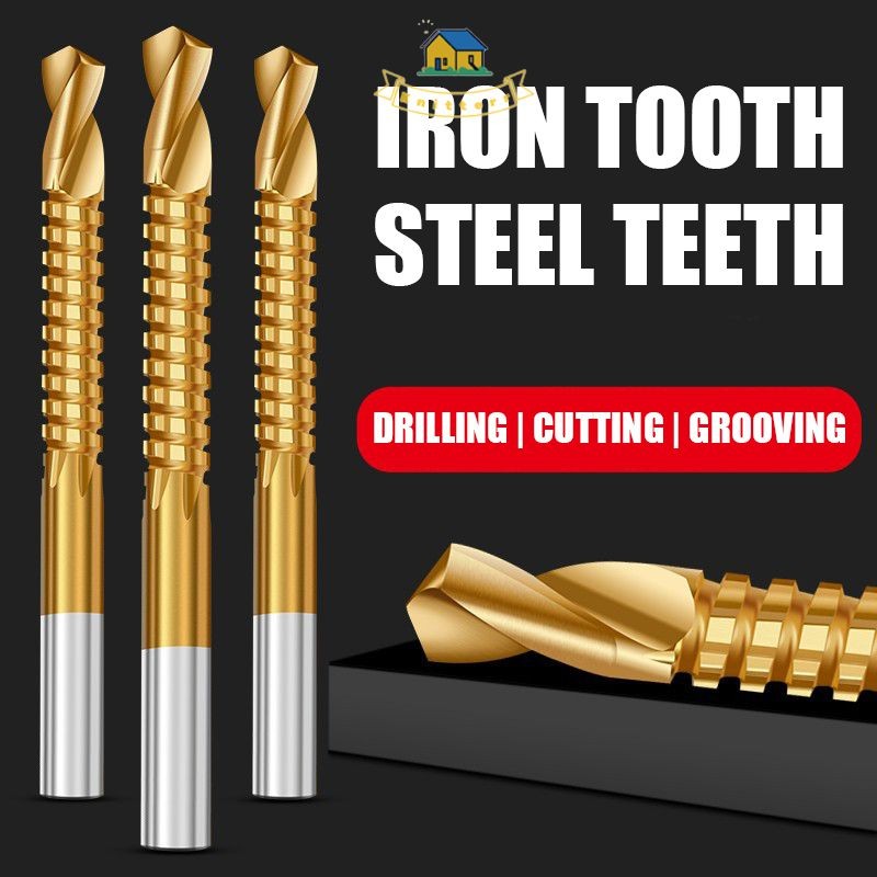 Bor Batang Bulat Set 6-piece Bor Slot Pengerjaan Kayu Bor Gergaji Lurus Batang Bor Putar Knitterr