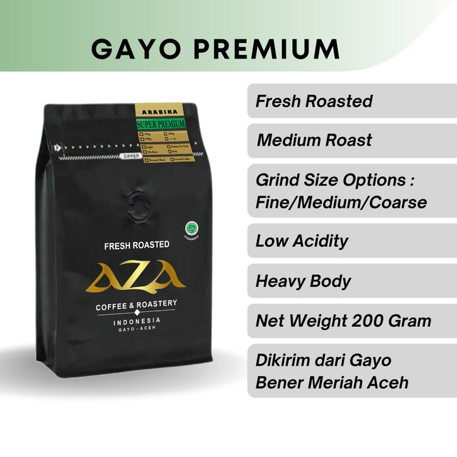 

Aza Coffee - Kopi Arabika Gayo Kualitas Super Premium 200 gr