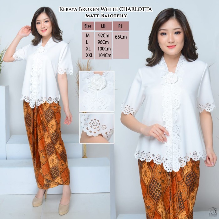 ✨TERLARIS✨ -Atasan Kebaya Encim Modern Terbaru Warna Coklat|Maroon|Putih|Hitam - Putih Tulang, M