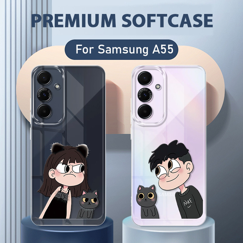 Boy Girl Couple Soft Case Samsung A55 5G Lucu Terbaru Casing Galaxy  A55 5G Case Hp Clear Spiderman 