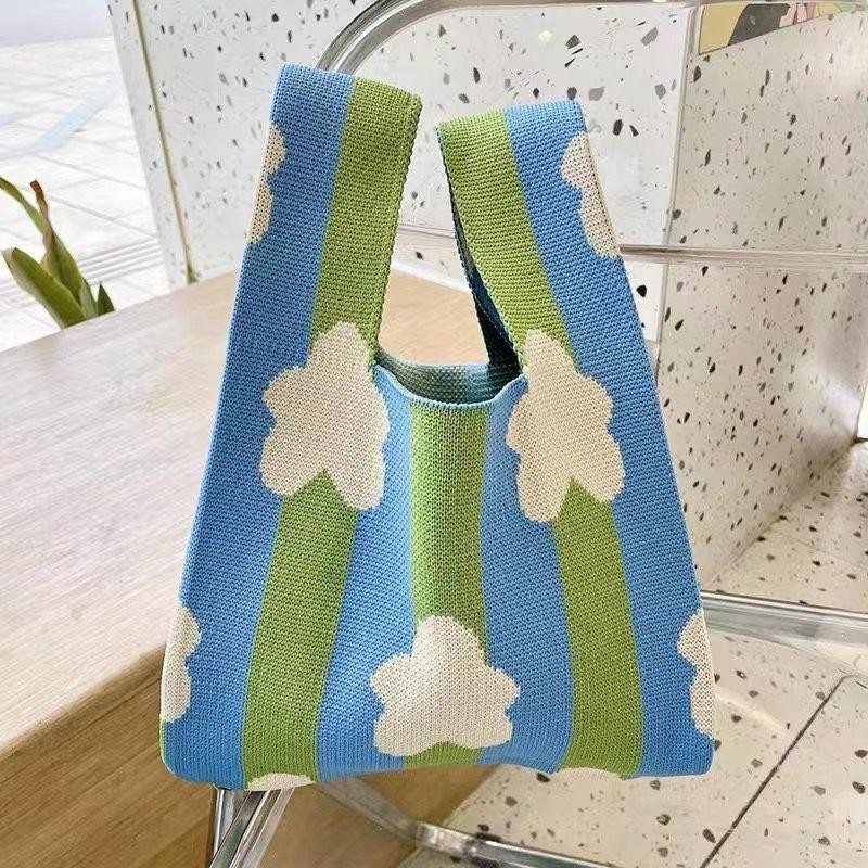 Tas Tote Wanita Bahan rajut Motif Karakter/Tote Bag Wanita import premium/Tas Jinjing rajut karakter