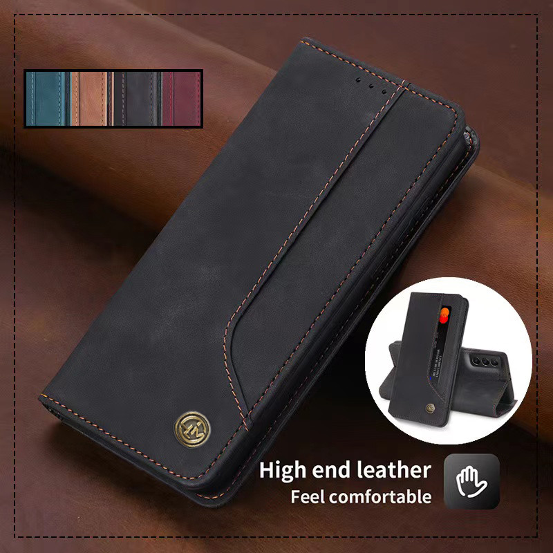 Wallet Leather Casing Kulit untuk Samsung S21+ Plus 5G SM-G996 Flip PU Dompet Keranjang Slot Siaga M