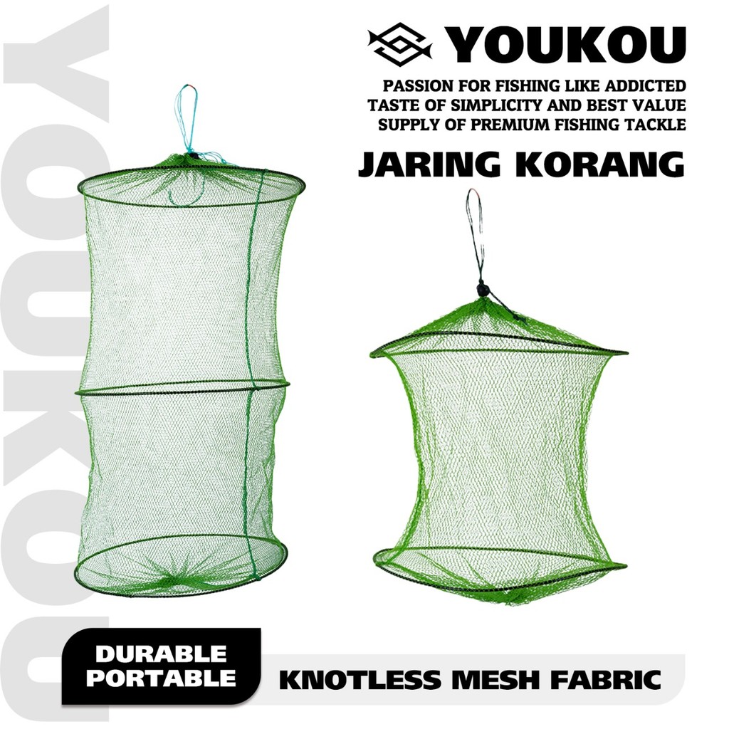 YOUKOU Jaring Korang Wadah ikan 2 & 3 Layer tempat Ikan bubu bulat Perangkap Ikan Jebakan Ikan Udang