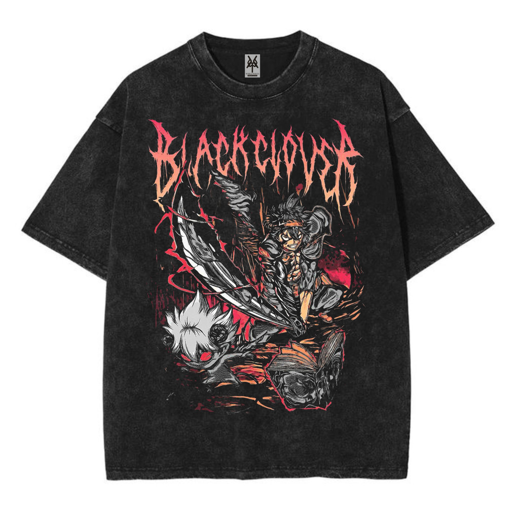 Kaos oversize anime black clover asta washed washing vintage tee