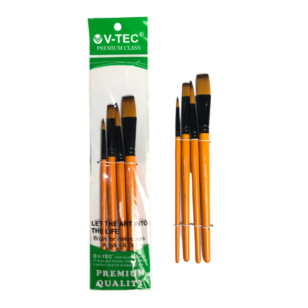 

Kuas Lukis V-TEC Brush Premium Class 4 Pcs Dengan Berbagai Ukuran Kuas Lukis #VT0014- SHSNP