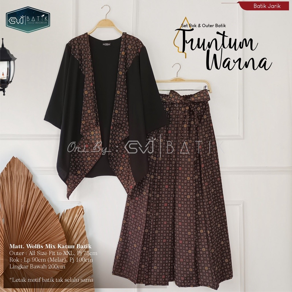 BAGASKARA - SETELAN BATIK WANITA KONDANGAN KEKINIAN TERBARU MODERN ORI MOTIF SET OUTER ROK BATIK SOL