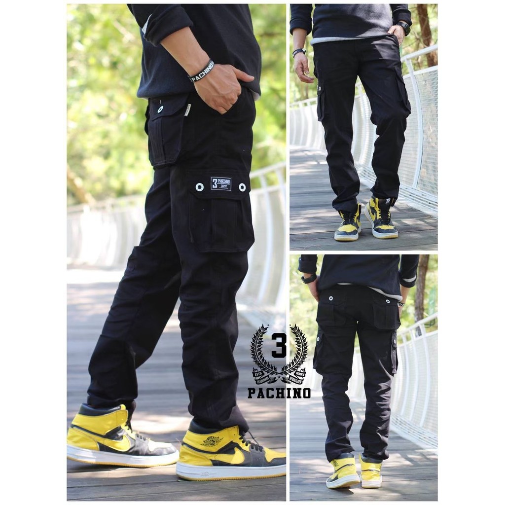 Celana Cargo Panjang Pria Original 3Pachino Hitam