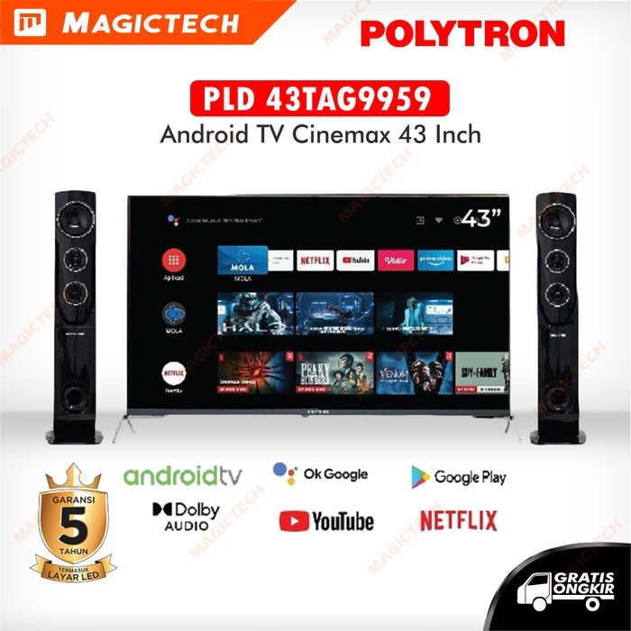TV LED POLYTRON 43 INCH / 43" PLD 43TAG9959 CINEMAX SMART ANDROID TV