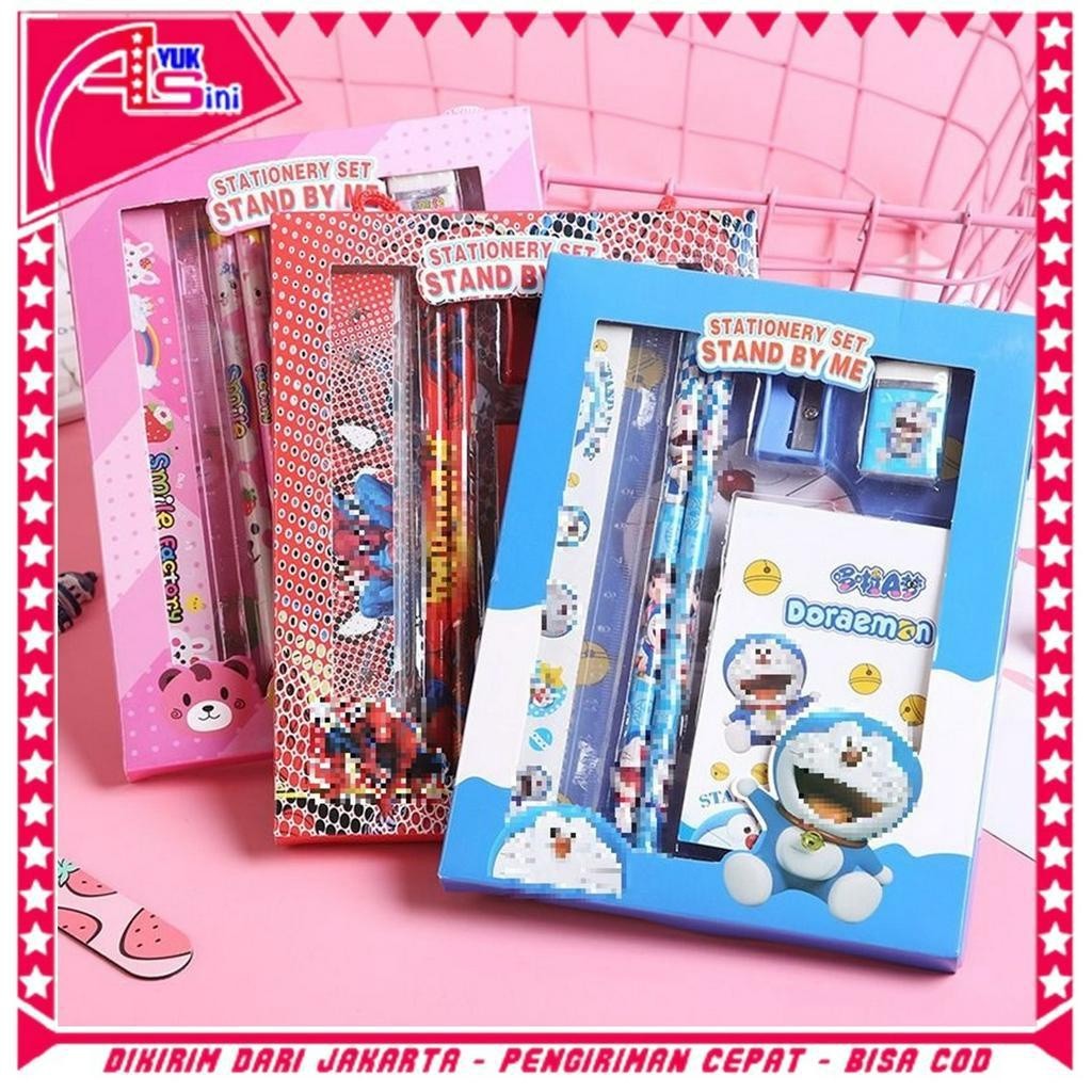 

AS Alat Tulis Set 6IN1 Stationery Set Lucu Karakter 6 IN 1 Set Perlengkapan Pensil Penggaris Buku Penghapus Sekolah Anak-Anak TK Box Tali Sourvenir Ulang Tahun Murah