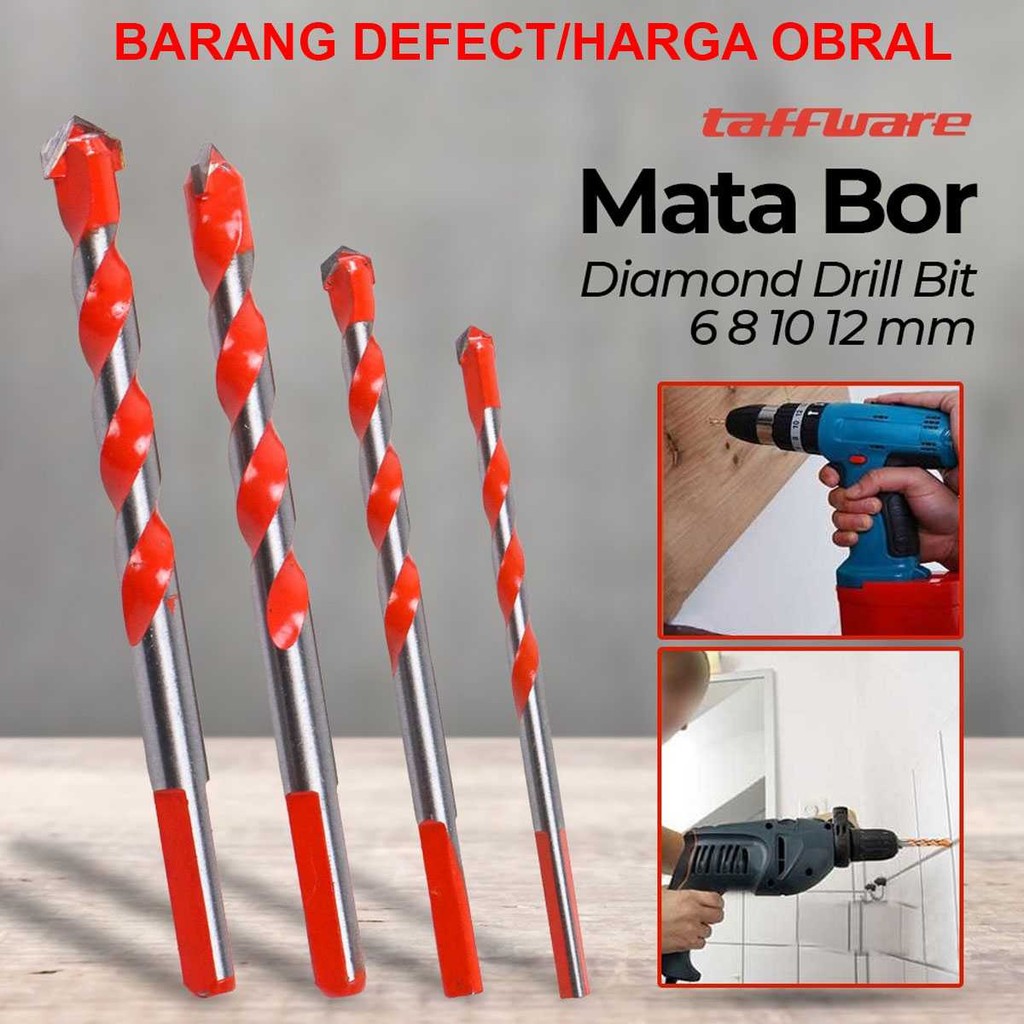 

Taffware Mata Bor Diamond Drill Bit 6 8 10 12mm 4 PCS (OBRAL/DEFECT) Abadi Sejahtera