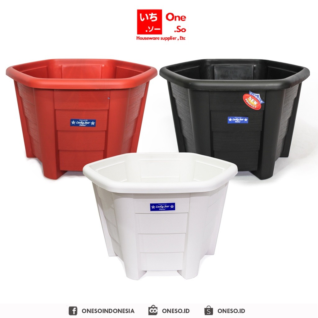 POT BUNGA CAMELIA 33 / POT BUNGA PLASTIK / POT BUNGA IMPIAN - Putih - LUCKY STAR
