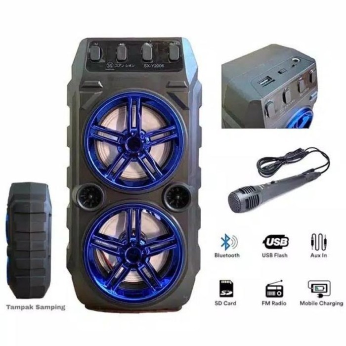 TERKINI BISA COD TERMURAH SPEAKER BLUETOOTH PORTABLE SX-2006 LED BONUS ANUGERAH SHOPEE