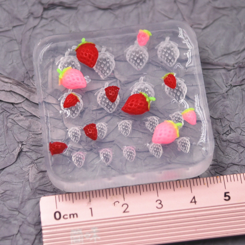 

Mini Strawberry Silicone Mold Mirrow shape Pottery Ultra Light Clay Mini Food Toy DIY Mold