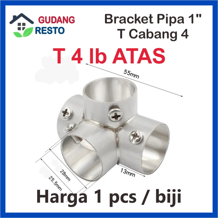 Bracket Pipa Bulat 1" Besi 1 Inch 25mm 25 mm 1 Inci Gorden Lemari Baju Tirai Penyekat Sok Konektor J