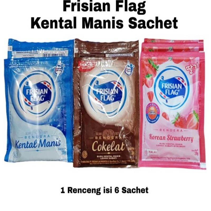 

Susu Frisian Flag Kental Manis Renceng Isi 6 Sachet Cokelat, Putih, Strawberry